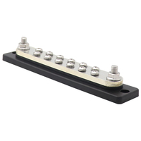 Barre de distribution haute intensité 250A 12-48V 2 M8 + 12 # Bloc de distribution d'alimentation en cuivre T2 nickelé à 10-24 bornes