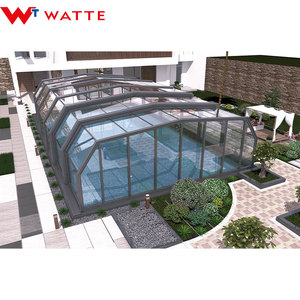 Serre de jardin extérieure moderne en alliage d'aluminium <span class=keywords><strong>avec</strong></span> toit rétractable en plaques de polycarbonate, pour <span class=keywords><strong>piscine</strong></span> - Product Image 2