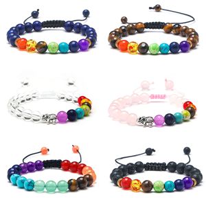 Handmade Woven <b>Bracelet</b> 8mm Round Beads Volcanic Rock Crystal Adjustable Gift Jewelry - Product Image 1