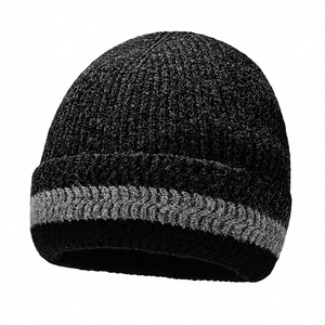 Gorro de Invierno <span class=keywords><strong>para</strong></span> <span class=keywords><strong>Hombre</strong></span>, Tejido Jacquard con Botones, Spandex/Algodón, Cuello Plegable, Tres Colores, Nuevo, Cálido, <span class=keywords><strong>para</strong></span> Clima Frío, Transfronterizo, 48-50cm de Diámetro - Product Image 1