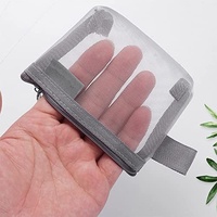 Organisateur de pièces de monnaie triangulaire simple en nylon, sac à clés et cartes en maille, mini porte-monnaie transparent, sac de rangement, trousse de maquillage transparente