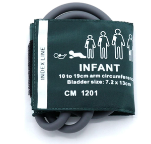 Medizinisches Zubehör Wiederverwendbare Grüne Nylon-NIBP-Manschette Doppelschlauch 10-19cm Säuglings-Blutdruckmanschette für Patientengebrauch - Product Image 1