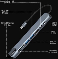 Adaptador Multifuncional 8 en 1 USB 3.0 Tipo C, Hub Multifunción para MacBook Pro, Base de Expansión para Laptop, Accesorios para PC