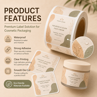 Étiquettes personnalisées pour soins de la peau, autocollants circulaires transparents en PET amovibles pour pots de sérum et crème, anti-humidité, étiquette privée, autocollant longue durée