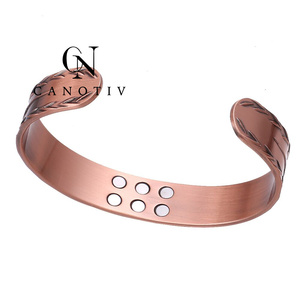 Accessori di moda di Super qualità motivo floreale in rame braccialetto magnetico regolabile polsino energia donne braccialetti gioielli - Product Image 4