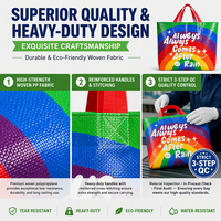Sac de courses réutilisable arc-en-ciel, sac fourre-tout en PP tissé robuste, grande capacité, sac d'épicerie, vente en gros, OEM, ODM, usine