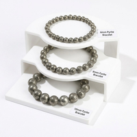 Perles rondes à facettes en pyrite naturelle 4 6 8 10 mm, perles en minerai de fer à lustre métallique pour la fabrication artisanale de bracelets et colliers DIY