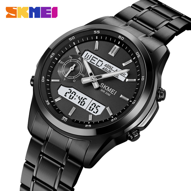 Small Quantity OEM Skmei 2284 Mens Watches World Time Alarm Date Week Countdown Waterproof Digital Quartz Stainless Steel Watch