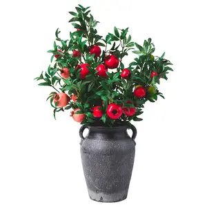 CXQD wholesale simulation pomegranate branches 6 fruit with leaves home hotel soft decoration false flower living room