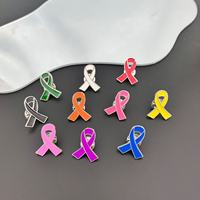 En gros, Pin's de sac à dos Souvenir en alliage de zinc, fer, émail souple et résine, plaqué nickel noir, thème Sensibilisation au cancer du sein, OEM