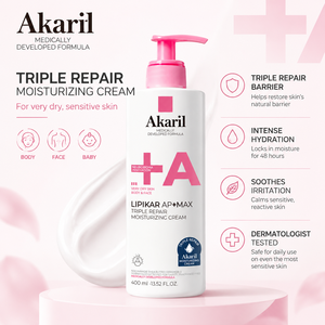Akaril <span class=keywords><strong>Crema</strong></span> Idratante Riparatrice Tripla 400ml con Niacinamide, Burro di Karité e Ceramide 3 per Pelli <span class=keywords><strong>Molto</strong></span> Secche e Sensibili, Uso Quotidiano - Product Image 3