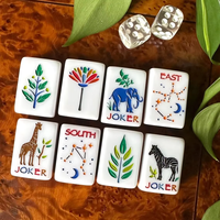 Jeu de Mahjong américain avec motifs imprimés vert sauvage, un jeu de société de Mahjong pour les soirées entre amis et le divertissement