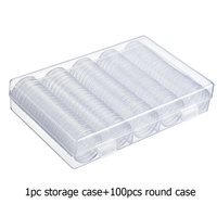 Boîte de Rangement Ronde pour Capsules de Pièces de 25 mm et 27 mm avec 100 Capsules Incluses