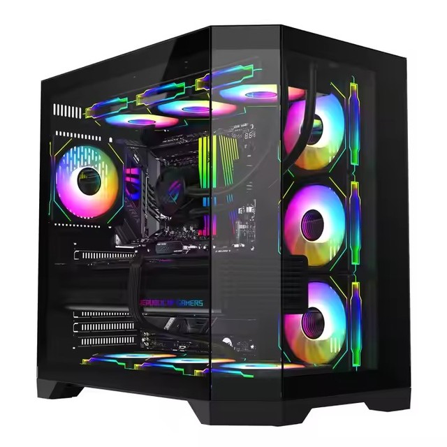 ATX PC Cabinet Gaming PC Case with Window Side Panel Tempered Glass Aluminum Alloy PC Case Supports ARGB FANS