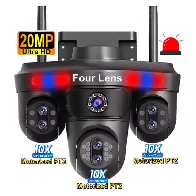 20mp 4lens Cctv Camera Wireless Wifi PTZ 360 ROTATE Two Way Intercom IP Network Camera Outdoor 8k 4k 10x Zoom CAMERA