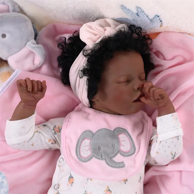 Babide boneka bayi 17 "Reborn, boneka anak perempuan Twinnie realis hitam harga pabrik boneka bayi