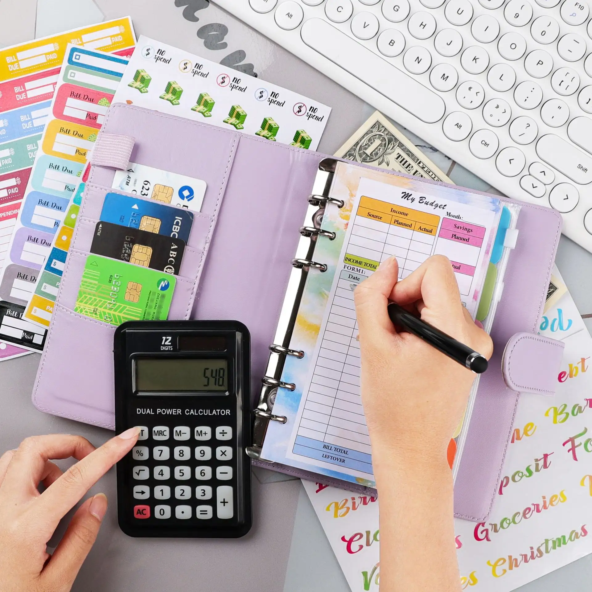 Nakit zarf bağlayıcı tasarım bütçe kitap ile özelleştirilmiş finansal planlama günlük yaşam planı kitap nakit meydan