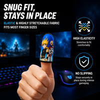 Manchettes de doigts pour jeux vidéo conçues sur mesure : Toucher soyeux et réactivité tactile, légères et respirantes.