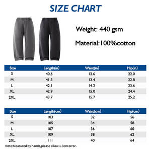 Pantalon Sabre 440 GSM 100% Coton, Automne Hiver 2025, Décontracté, Délavé à l'acide, Effet vieilli, Taille élastique, Respirant, Streetwear - Product Image 4