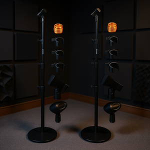 Soporte de micrófono universal de alta resistencia MS RBL 3T, base ajustable en altura para estudio, escenario, canto, 2 piezas - Product Image 2