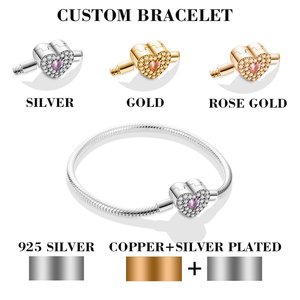 <span class=keywords><strong>Bracelet</strong></span> en argent sterling 925 à breloques DIY, vente en gros, avec fermoir en forme de souris, koala, fleur, cœur, chaîne serpent et zircon - Product Image 1
