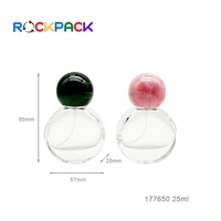 Flacons de parfum transparents vides en verre de forme ovale avec bouchon à bille rose de 25ml
