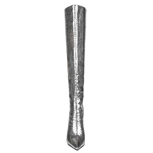 Bottes à bout pointu métalliques brillantes pour femmes fermeture à glissière à hauteur du genou pour l'automne hiver printemps saisons - Product Image 4
