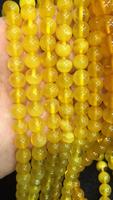 Vente en Gros Perles Rondes en Ambre Jaune Rouge de 4mm à 12mm, Perles Pierres Précieuses Libres en Fil pour la Fabrication de Bijoux