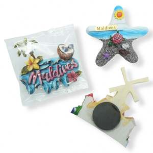 Aimant de réfrigérateur 3D en résine personnalisable en gros, peint à la main style océan, souvenir touristique avec logo, autocollant magnétique en forme de logo - Product Image 1