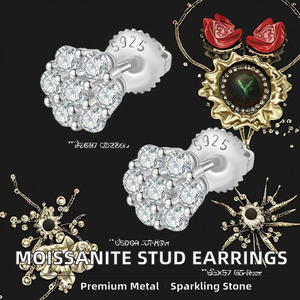 Screw <b>Back</b> Fashion <b>Earring</b> Fine Jewelry 925 Sterling Silver-FL Moissanite Stud <b>Earrings</b> Shining Jewelry Men's - Product Image 2