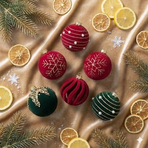 Nouveauté transfrontalière : Boules de Noël creuses 6 cm, 16 pièces, floquées et peintes, pendentifs pour sapin de Noël, accessoires de fête - Product Image 2