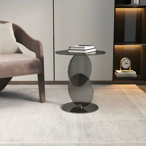Table d'appoint moderne en métal / Table d'appoint en métal, acier ou aluminium, style contemporain, plateau rond personnalisable de luxe - Product Image 1