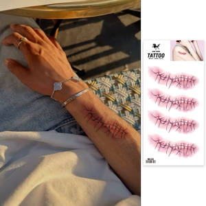2025 nuevas pegatinas populares de <span class=keywords><strong>tatuaje</strong></span> de Halloween puntadas de herida cicatriz efectos especiales maquillaje tatuajes temporales impermeables - Product Image 5