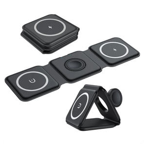 Cargador Inalámbrico Portátil de Carga Rápida de 15 W, Estación de Carga Inalámbrica Magnética Plegable 3 en 1 con PD de 15 W para iPhone y Otros Dispositivos - Product Image 1