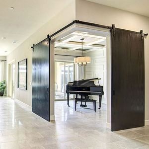 Puerta Corredera WEKIS de Estilo Diamante Moderno y Lujoso, Herrajes de Acero con Recubrimiento de Polvo Negro, Capacidad de Carga de 120 kg, Insonorizada, para Muebles - Product Image 5