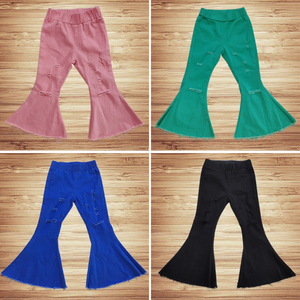 RTS Toddler Bell-Bottom Trousers Wide Leg Icing Color Elastic <strong>Denim</strong> Jeans Baby Girl Flare <strong>Pants</strong> Girls <strong>Ruffles</strong> <strong>Pants</strong> for Kids - Product Image 5