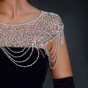Hot Sale Handmade Dress Shawl Crystal Woman Body Chain Sexy Fashion Jewelry Body Chain Wedding Shoulder Chain