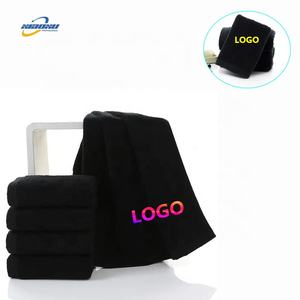 Venta al por mayor negro Hotel belleza peluquería Spa bordado logotipo personalizado 100% algodón Toalla de salón - Product Image 4