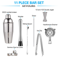 Wuyi Camol Cocktail Shaker Set 11pcs 24oz Acier Inoxydable Bar Cocktail Kit Whisky Pierres Mixologie Maîtrise Cocktail Shaker Set
