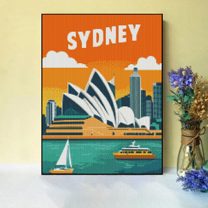 5D DIY dibujo <span class=keywords><strong>Simple</strong></span> <span class=keywords><strong>paisaje</strong></span> urbano Australia Sydney Opera House diamante pintura Kit <span class=keywords><strong>para</strong></span> niños regalo - Product Image 3