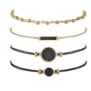 New Women's Diamond Dial Belt Quartz Watch Beaded Bracelet Suit in Stock 6pcs/set - Product Image 5