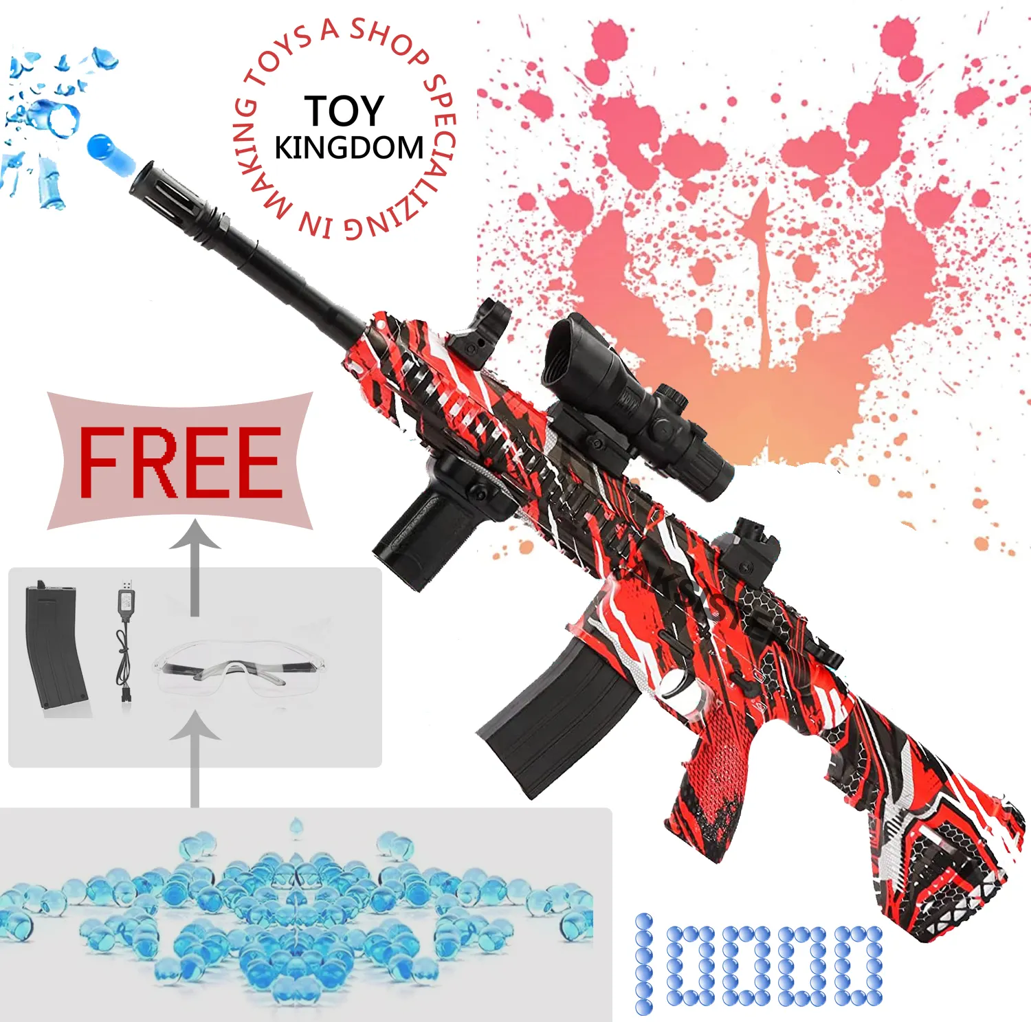 M416 Gel Balls Gun Toy with 5000 Gel Soft Splatter Balls Toy Gun for Outdoor Game CS Adults Children's Giftsai