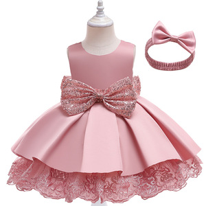 1st Birthday Baptism Princess <strong>Dress</strong> for Girls Summer Kids Clothing With <strong>Lace</strong> Decoration ODM Supply Toddler Size