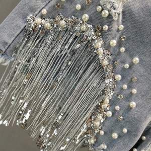 กางเกงขาสั้นเอวสูงประดับด้วยลูกปัดและเลื่อมสำหรับผู้หญิงกางเกงยีนส์แฟชั่นสุดฮิตสำหรับฤดูร้อนของ2025 - Product Image 2