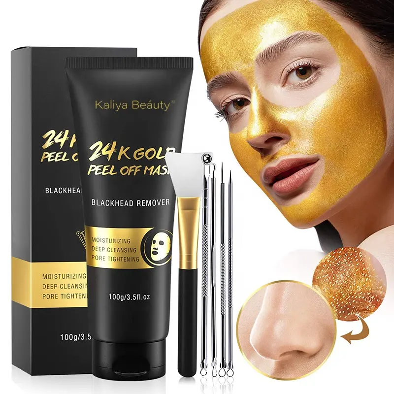 Benutzer definiertes neues Design Private Label Gesicht Hautpflege Tiefen reinigung feuchtigkeit spendende Poren straffung 24 Karat Gold Peel Off Maske
