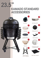 Parrilla Kamado Big Joe Serie Auplex de 23 Pulgadas, Resistente, Recién Llegada, Acabado Glaseado, Ahumador de Cerámica para Barbacoa, Negro Brillante Rojo OEM LFGB