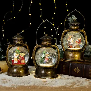 Factory price Christmas Snow Globe Vintage wind lantern Water Lamp Glitter Snow Globe