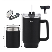 Gobelet isotherme détachable pour voiture 1200 ml en acier inoxydable avec support magnétique pour téléphone et couvercle personnalisable