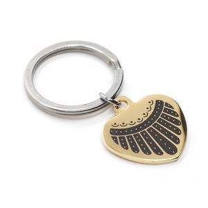 Metal Keychain Custom DIY Laser Heart Gold Color Stainless Steel <b>Key</b> <b>Chain</b> - Product Image 1
