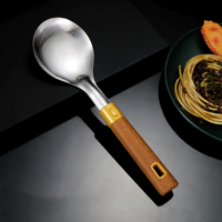 Ensemble d'ustensiles de cuisine en acier inoxydable avec manche, louche, compatible lave-vaisselle, pour usage domestique et professionnel